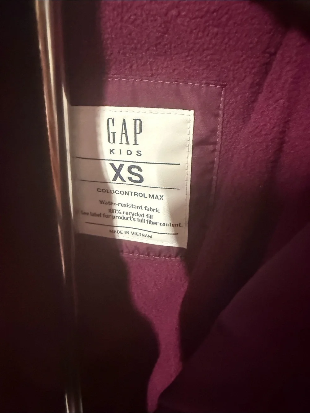 GAP Colorblock Puffer Jacket in Burgundy, Coral & Cream
